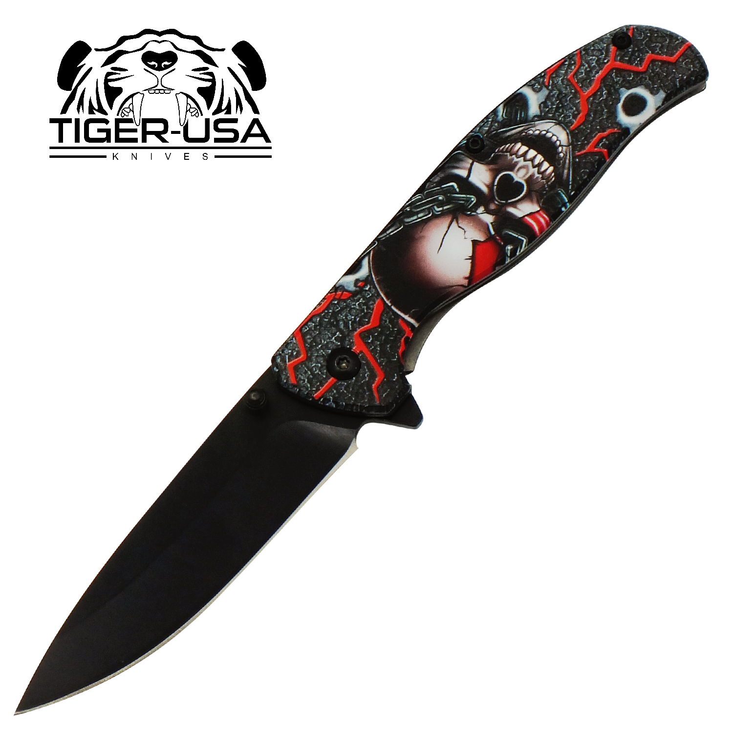 Skull Breaker Demonic Skull and Chains Spring Assissted Folding Knife